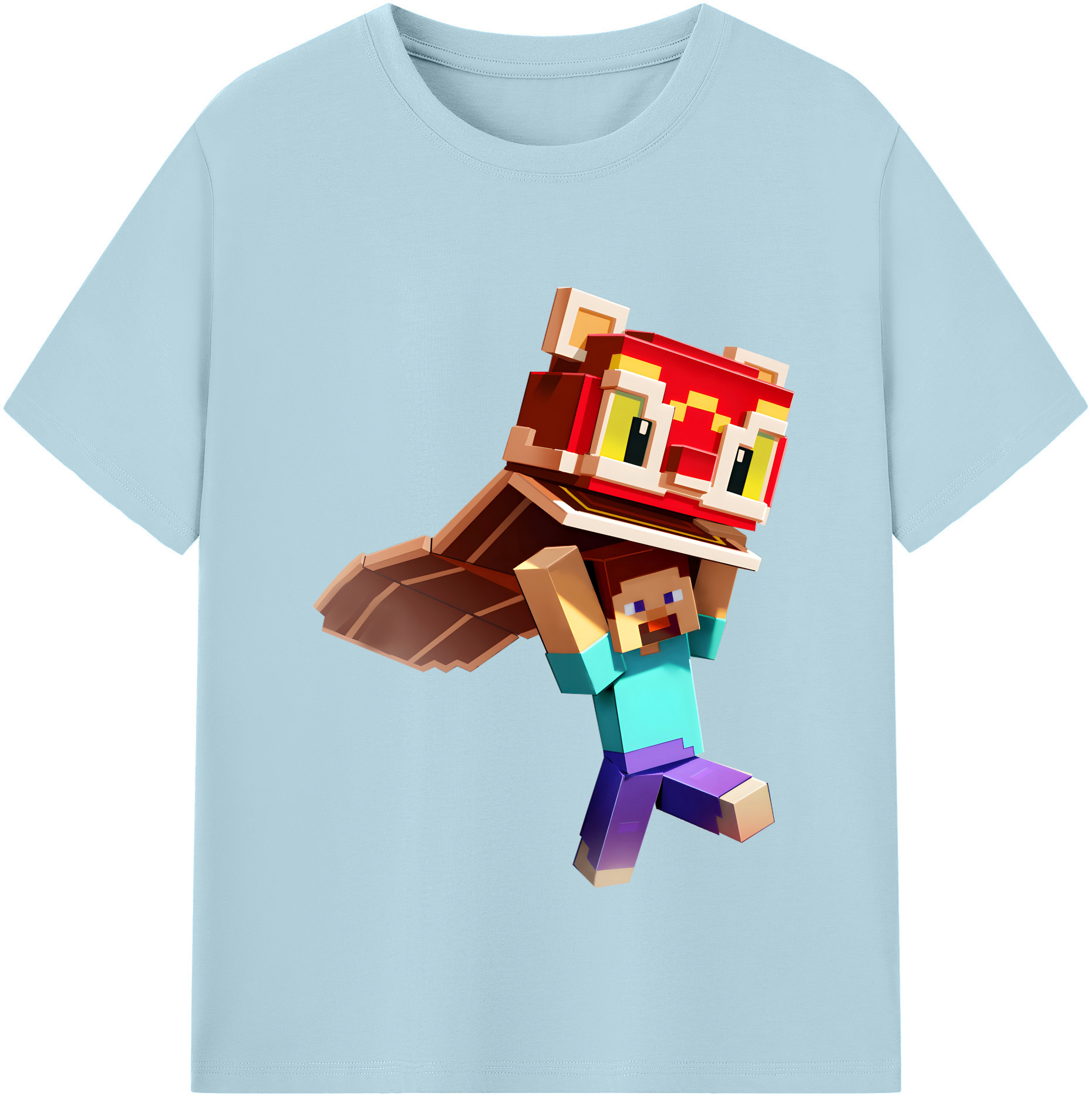 （画像用） マインクラフト ブロックの世界 Minecraft MC Block world 綿100％半袖Tシャツ（フロントプリント）